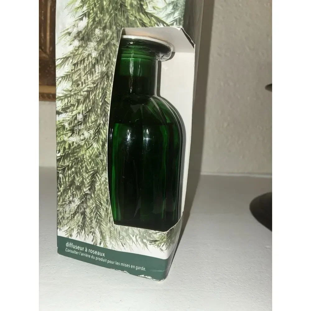 Pier 1 Imports Christmas Reed Diffuser Fresh Balsam New Green Glass